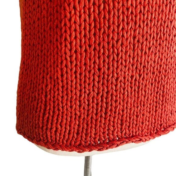 The Limited Hand Knit RARE Mock Neck Sleeveless Sweater/ Vest Orange Fall L AG23 - Picture 8 of 10